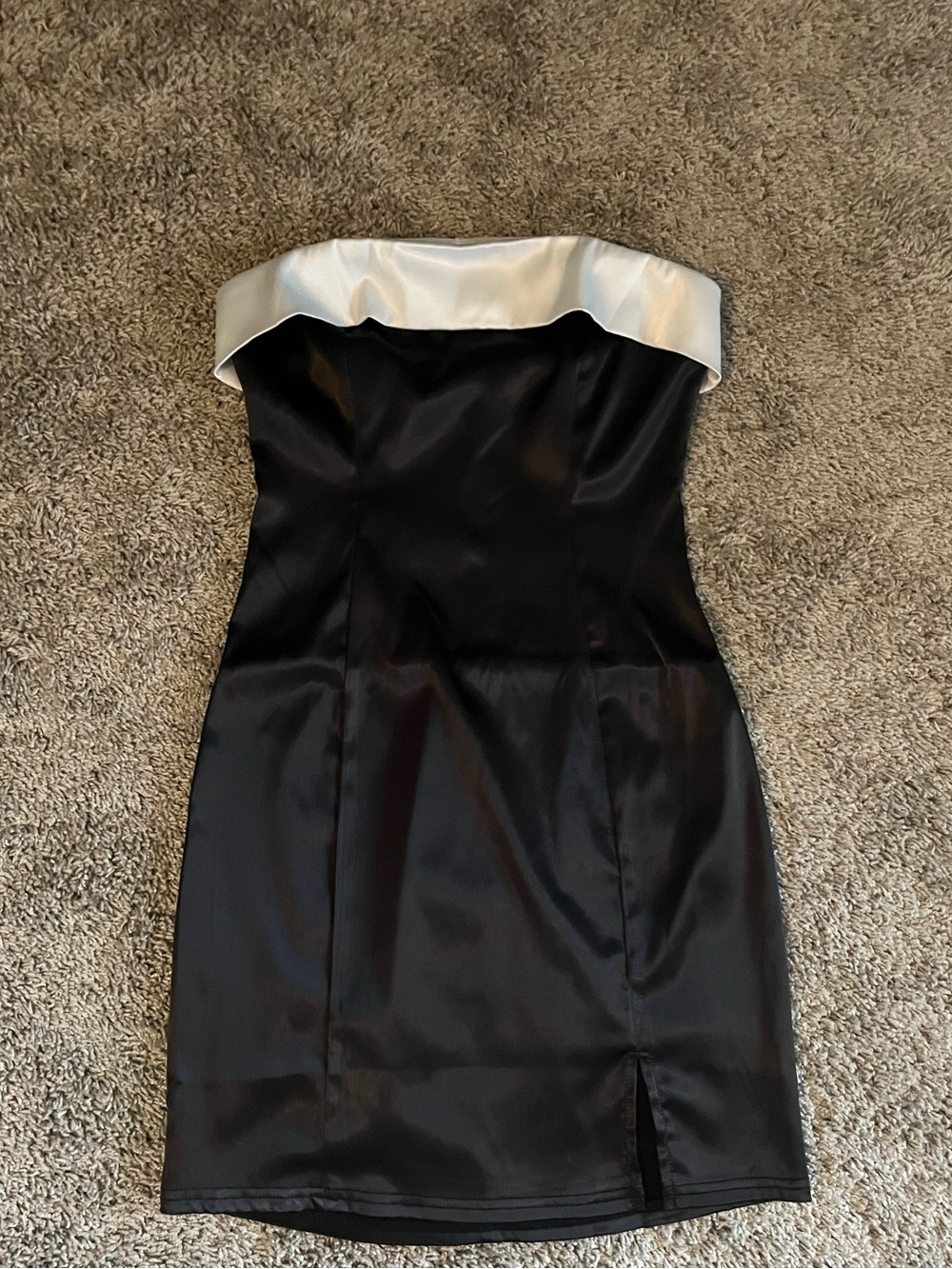 Strapless Black and White Satin Cocktail Dress